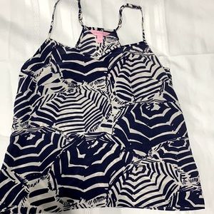 Lily Pulitzer Navy and White Silk Sleeveless Top XS